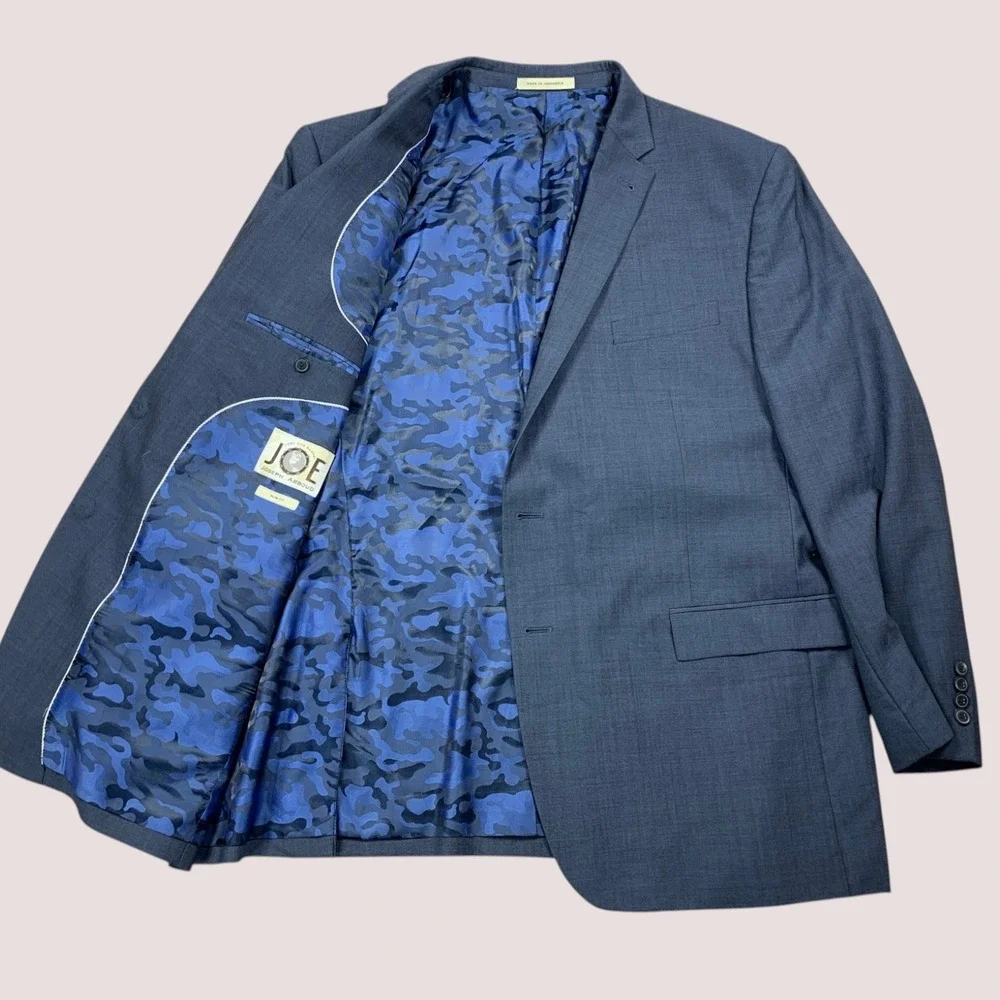 Joseph Abboud JOE Sport Coat Blazer 50L Blue Super 120s Wool Slim Fit 2 Button